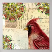 Cardinal and Postcards Poster