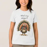Wonky Quirky Turkey What's For Dinner? Kid's Tri-Blend Shirt