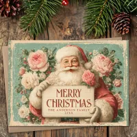 Vintage Happy Santa Christmas  Holiday Card