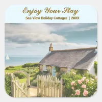 Holiday Cottage Vacation Let Summer Cabin Photo Square Sticker