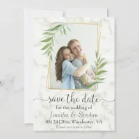 Elegant Marble Gold Photo Wedding Save the Date