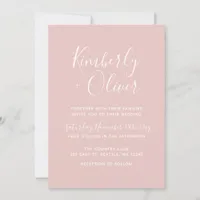 Simple Modern Minimalist Blush Wedding Invitation