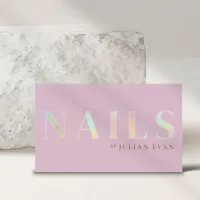 Elegant Pink Holographic Nail Business Card