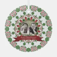 Holiday Family Friends Keepsake Photo Gift Glass Ornament