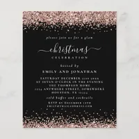 PAPER | Rose Gold Glitter Christmas Black Invite