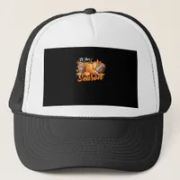 Tis The Season Pumpkin Leaf Latte Fall Thanksgivin Trucker Hat