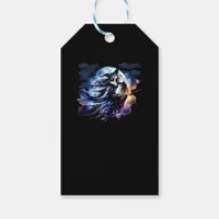 Whimsigoth Witch Flying Over Full Moon Women Kids  Gift Tags