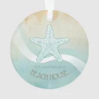 Beach House Nautical Starfish Aqua Blue ID623 Ornament
