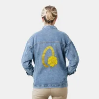 Glitter Gold Yellow Floral Monogram O Womens Denim Jacket