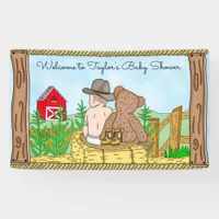 Lil' Cowboy and Teddy Bear Baby Shower Banner