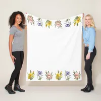 Iris Flower Garden Fleece Blanket