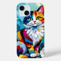 Colorful Cat and Butterfly   iPhone 15 Case