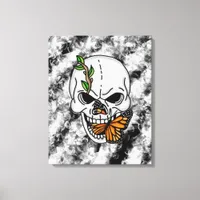 Skull and Monarch Butterfly Digital Art  Canvas Print