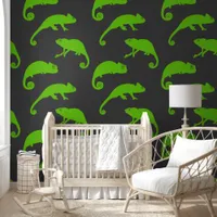 Green Chameleon Pattern Wallpaper