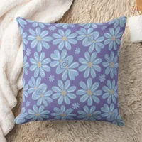 Blue Flower Floral Pattern - Throw Pillow