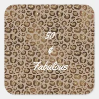 50 and Fabulous Gold Cheetah Square Sticker