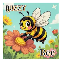 Buzzy Bee | Cute Cartoon Kid's Nursery Art