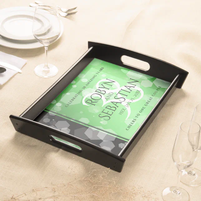 Elegant 38th Emerald Wedding Anniversary Serving Tray