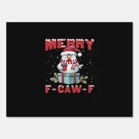 Retro Merry Christmas F-Caw-F Chicken  Sign