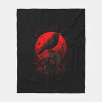 F-Caw-F Crow Funny Bird Red Moon Gothic Fleece Blanket