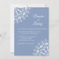 Elegant classic modern Dusty blue and white floral Invitation