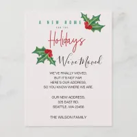 Boughs of Holly We've Moved Holiday Announcement Postcard