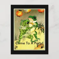 Frog Couple, Come To A Party! Invitation Postcard