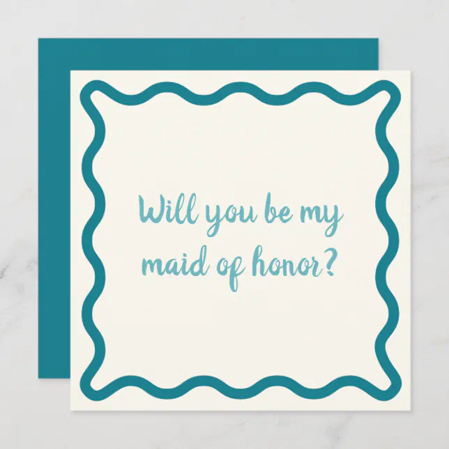 Blue Wavy Will you be my maid of honor? Proposal Invitation