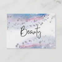 *~* BEAUTY - Pastel Blue Watercolor Silver Glitter Business Card