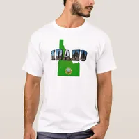 Idaho Map, Seal and Picture Text T-Shirt