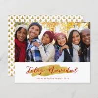 Budget Feliz Navidad Gold Foil Brush Holiday Photo