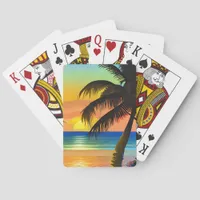 Tropical Palm Trees and Sunsets  Poker Cards