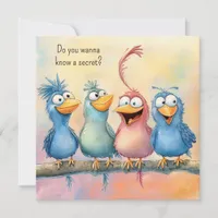 Fun Quirky Birds Happy Birthday Flat Square Note Card