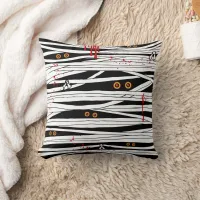 Halloween Mummy Bandages and Creepy Eyes Throw Pillow