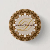 Earthy Satin+Lace Wedding Monogram Button