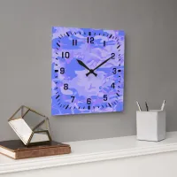 Camouflage Pastel Blue Abstract Pattern Square Wall Clock