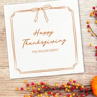 Elegant Thanksgiving Burnt Orange Simple Chic  Bow Napkins