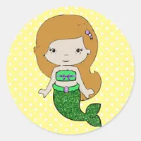 Pretty Green and Yellow Mermaid Stickers