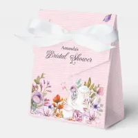 Watercolor Flowers Tea Party Theme Bridal Shower Favor Boxes