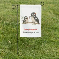 Delightful Downy Woodpecker Garden Flag