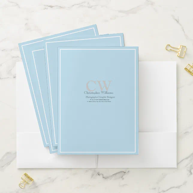 Professional Blue Minimalist Pocket Folder