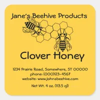 Sticker (sq)- Honey Business (bee on comb)