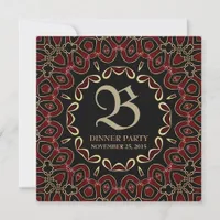 Exotic Red Gold  Dinner Party Stylish Invitation