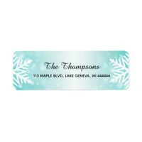 Simple Elegant Snowflakes Teal Gradient Label
