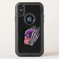 Vintage Gothic Purple and Purple Roses Skeleton Ot OtterBox Defender iPhone X Case