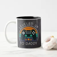Leveled Up To Daddy First Father's Day Gamer  Two-Tone Coffee Mug