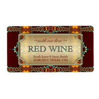 Exotic Bohemian Eastern Wedding Wine Labels