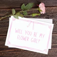 Cute Hand Drawn Coquette Bow Flower Girl Proposal Card