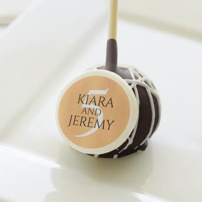 Elegant 5th Wood Wedding Anniversary Celebration Cake Pops