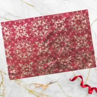 Vibrant Red and Gold Classic Damask Pattern Tissue Paper